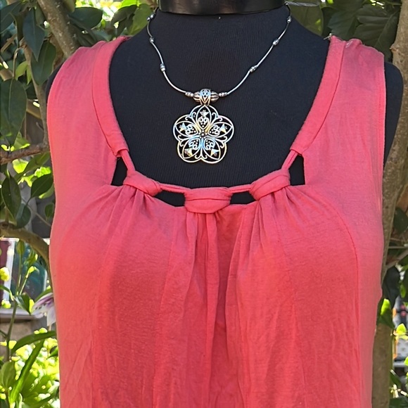 Sleeveless Knit Top Spring+Mercer,Size L ,Coral Orange,Triple Knot Design,EUC - Picture 2 of 10